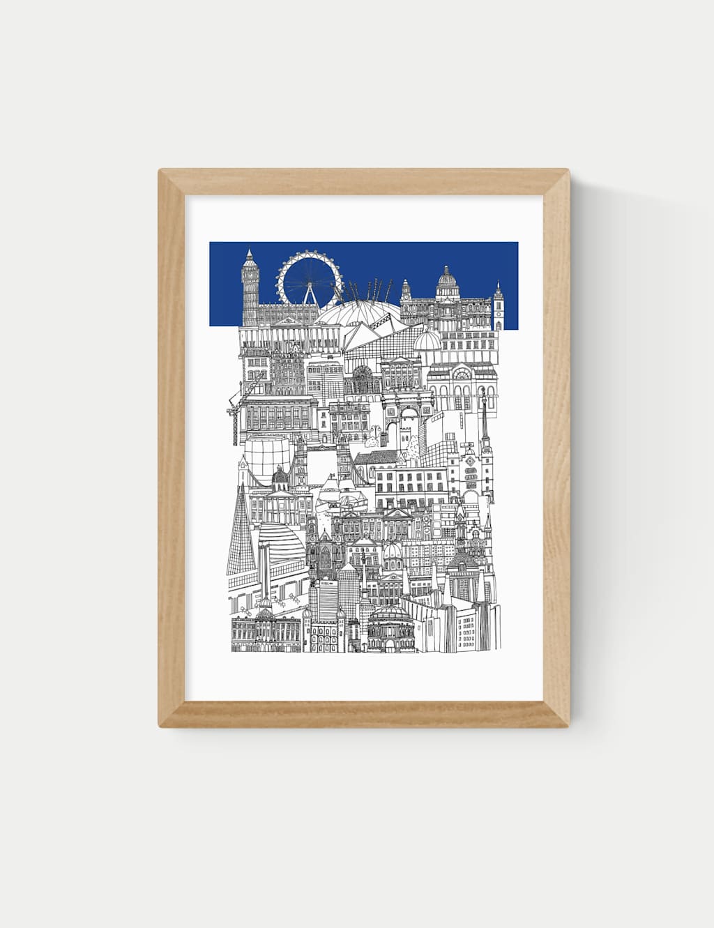 East End Prints London Blue Framed Art Print Natural