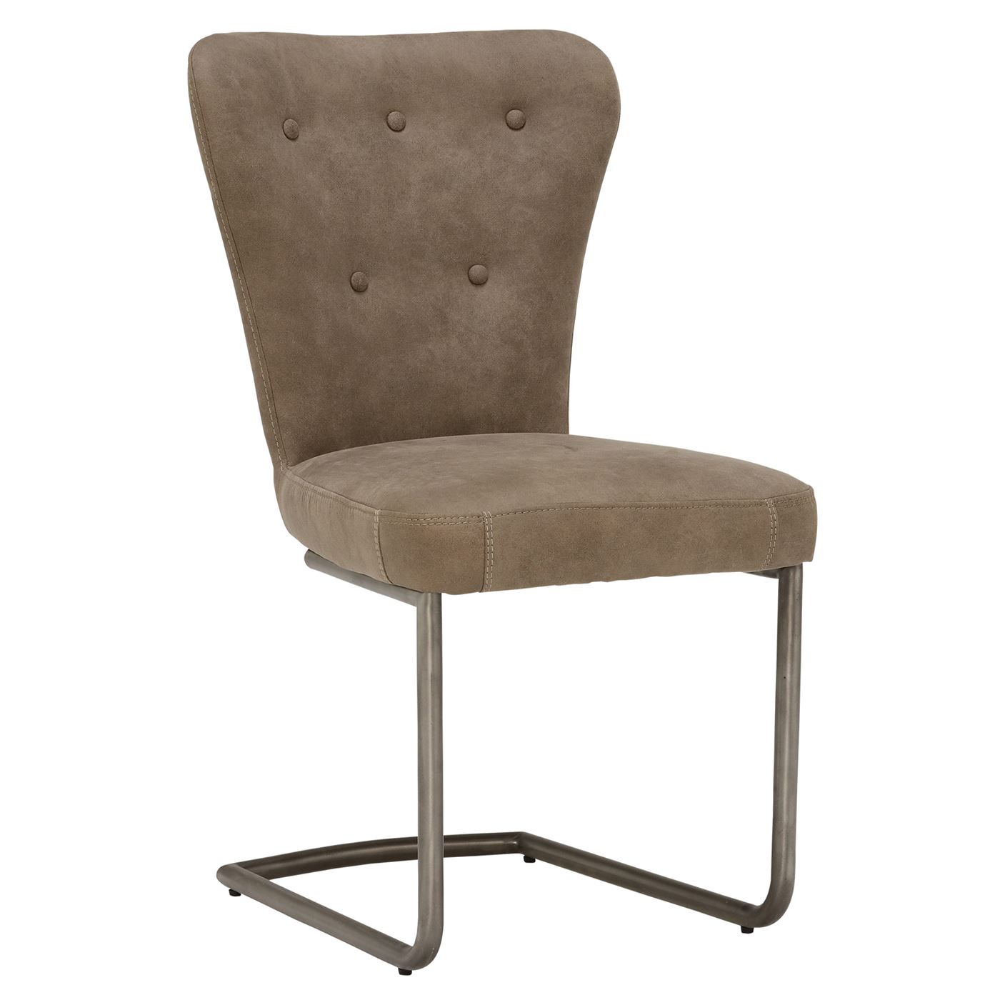 Saxby Upholstered Dining Chair - Brown - Leather - Buttoned - W46.5 x D58.5 x H90.5cm - Barker & Stonehouse