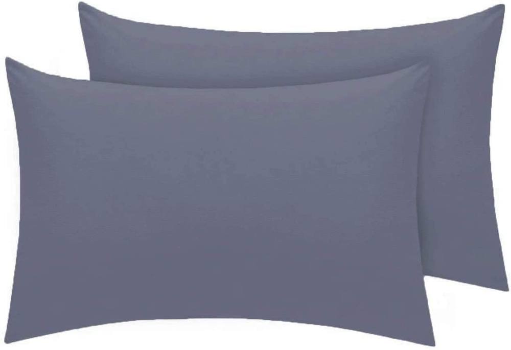 Homes-Linen Premium Percale Pillowcases 180 Thread Count Hotel Quality 2 Pack Set in Grey