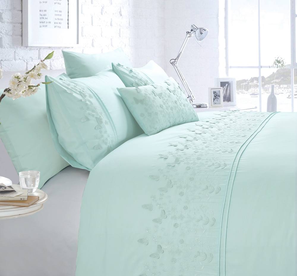 Rapport Home Papillon Polycotton Duvet Cover Set with Pillowcase in Duck Egg Blue