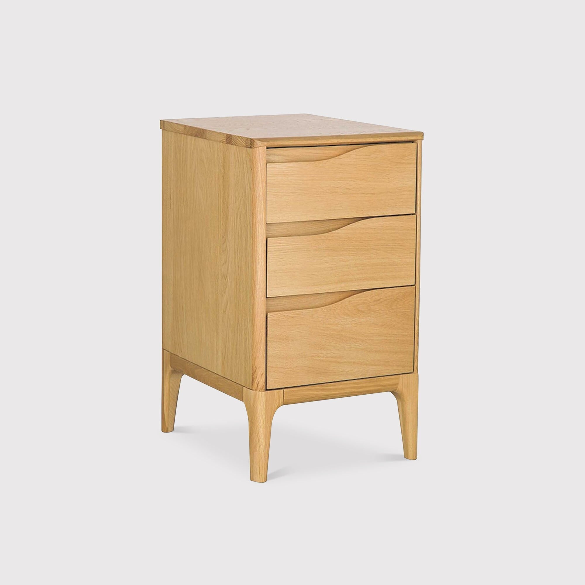 Ercol Rimini 3 Drawer Bedside Cabinet, Neutral Oak | Barker & Stonehouse