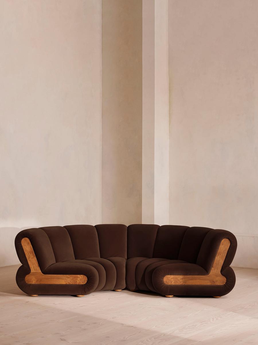 Noelle Modular Sofa, Four Seater, Velvet Chocolate Brown