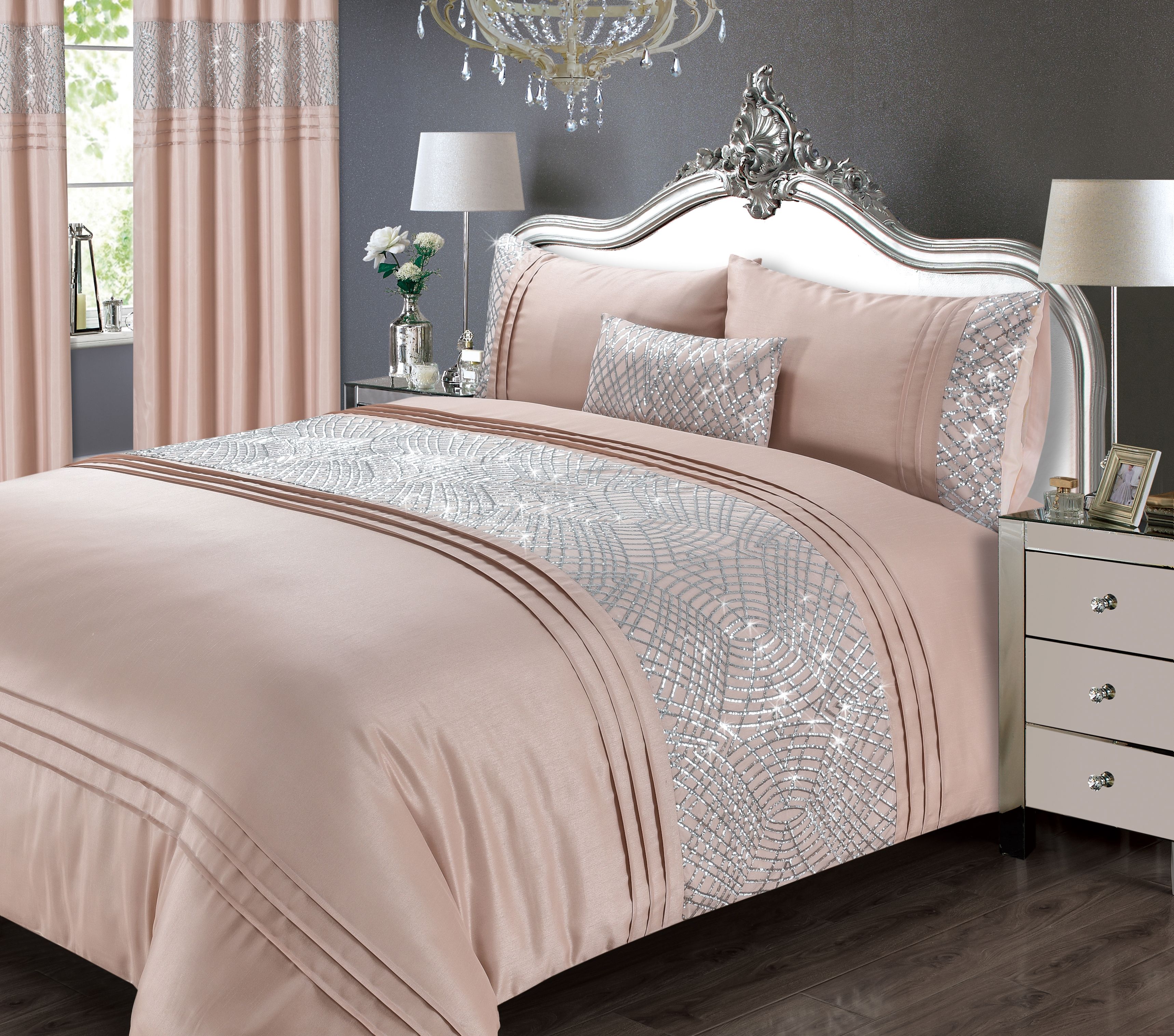 Rapport Home Charleston Polycotton Duvet Cover Set with Pillowcase in Dusty Pink