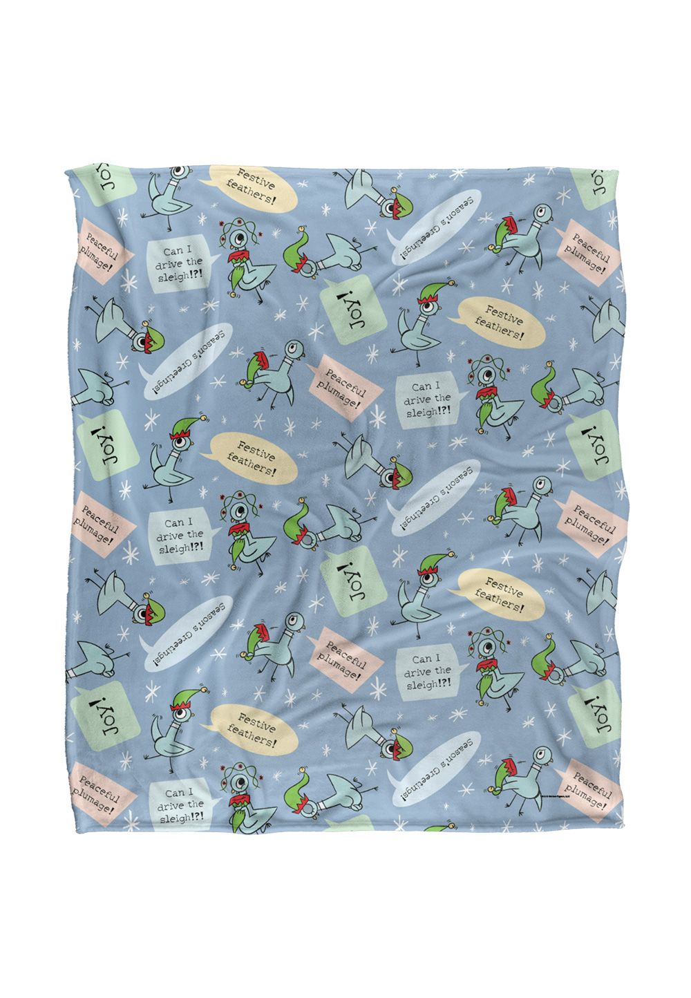 Hidden Pigeon Dont Let The Pigeon Drive The Sleigh Joy Pattern Blue Silky Touch Super Soft Throw Blanket 152 X 127 cm in White