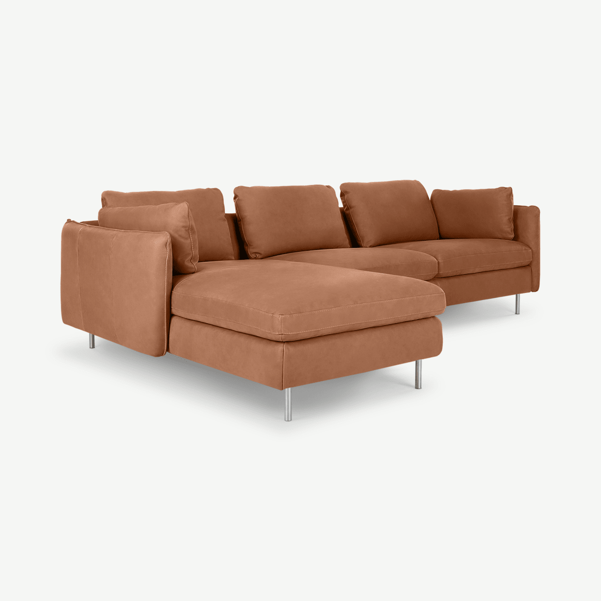 Vento 3 Seater Left Hand Facing Chaise End Sofa, Texas Tan Leather