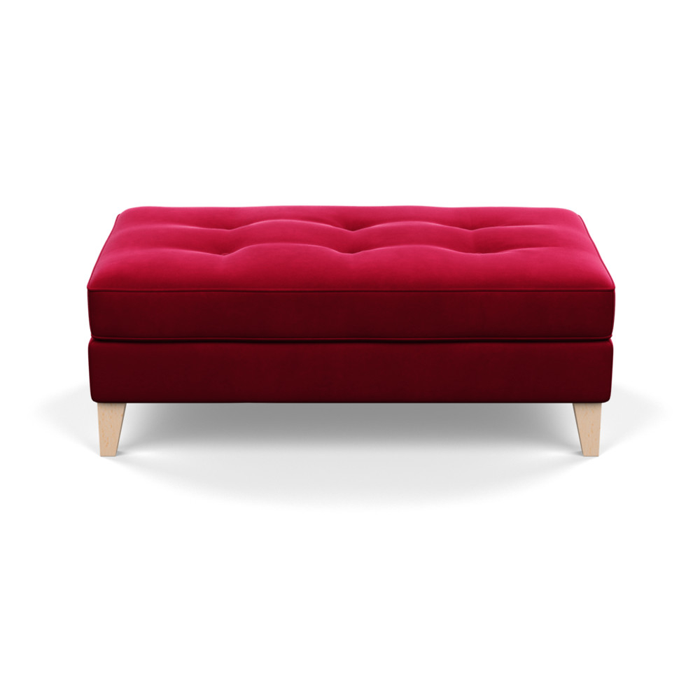 Heal's Mistral Footstool Varese Velvet Mulberry Natural Feet