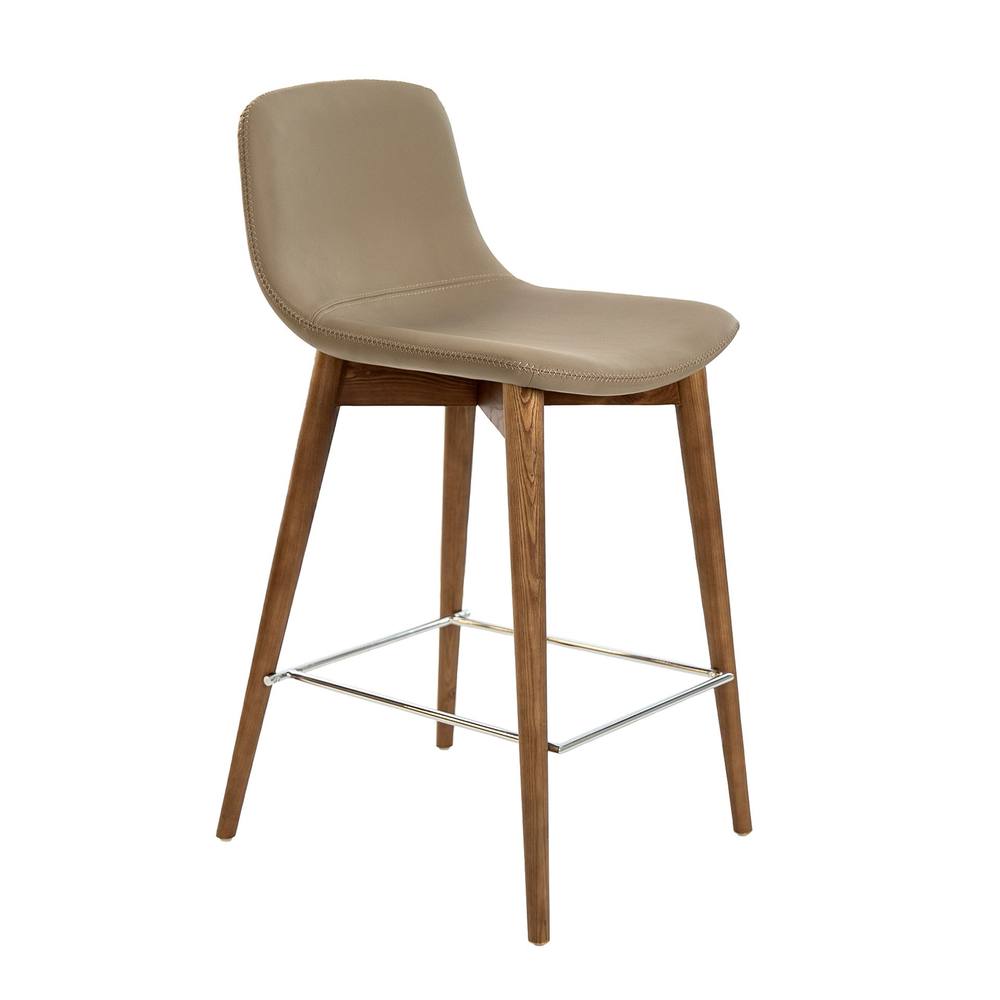 Angel Cerda Mink Leatherette Stool Walnut Legs (Model ) in Beige