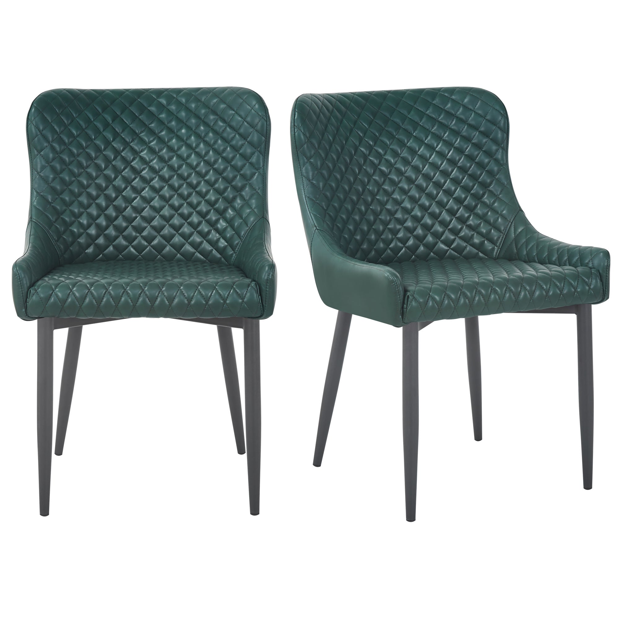 Montreal Set of 2 Dining Chairs Emerald Green PU Leather Emerald Green