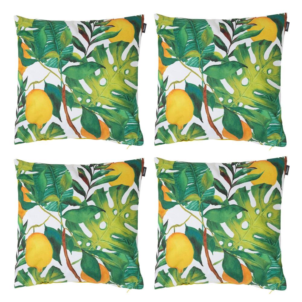 icon Indoor Outdoor Cushion Set of 4 Slate Grey Water Resistant Cushions in Yellow