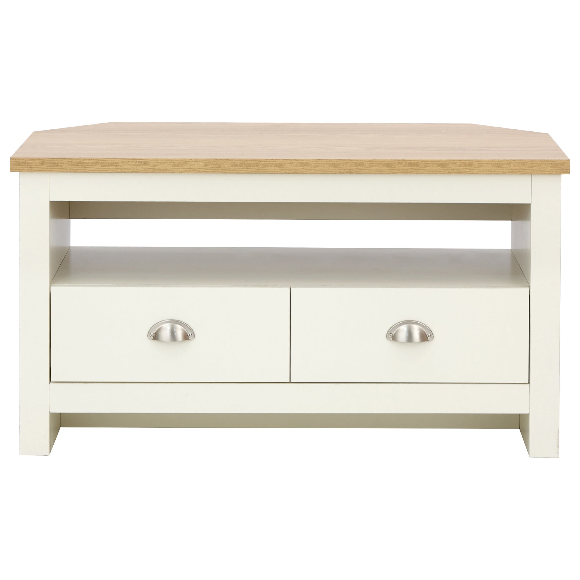 Lancaster Corner TV Stand Cream and Brown