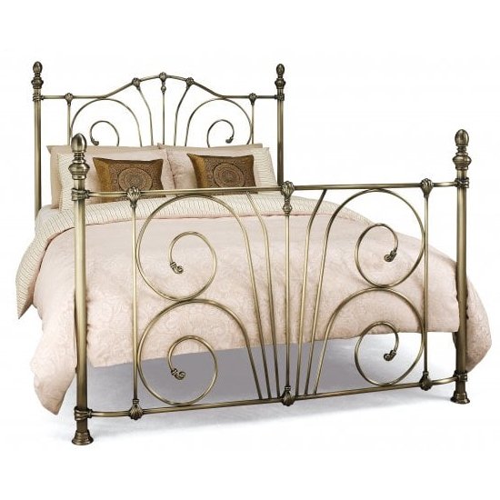 Jessica Metal Double Bed In Antique Brass