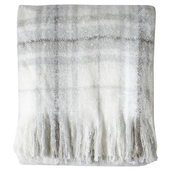 Checked Faux Mohair Throw Blanket