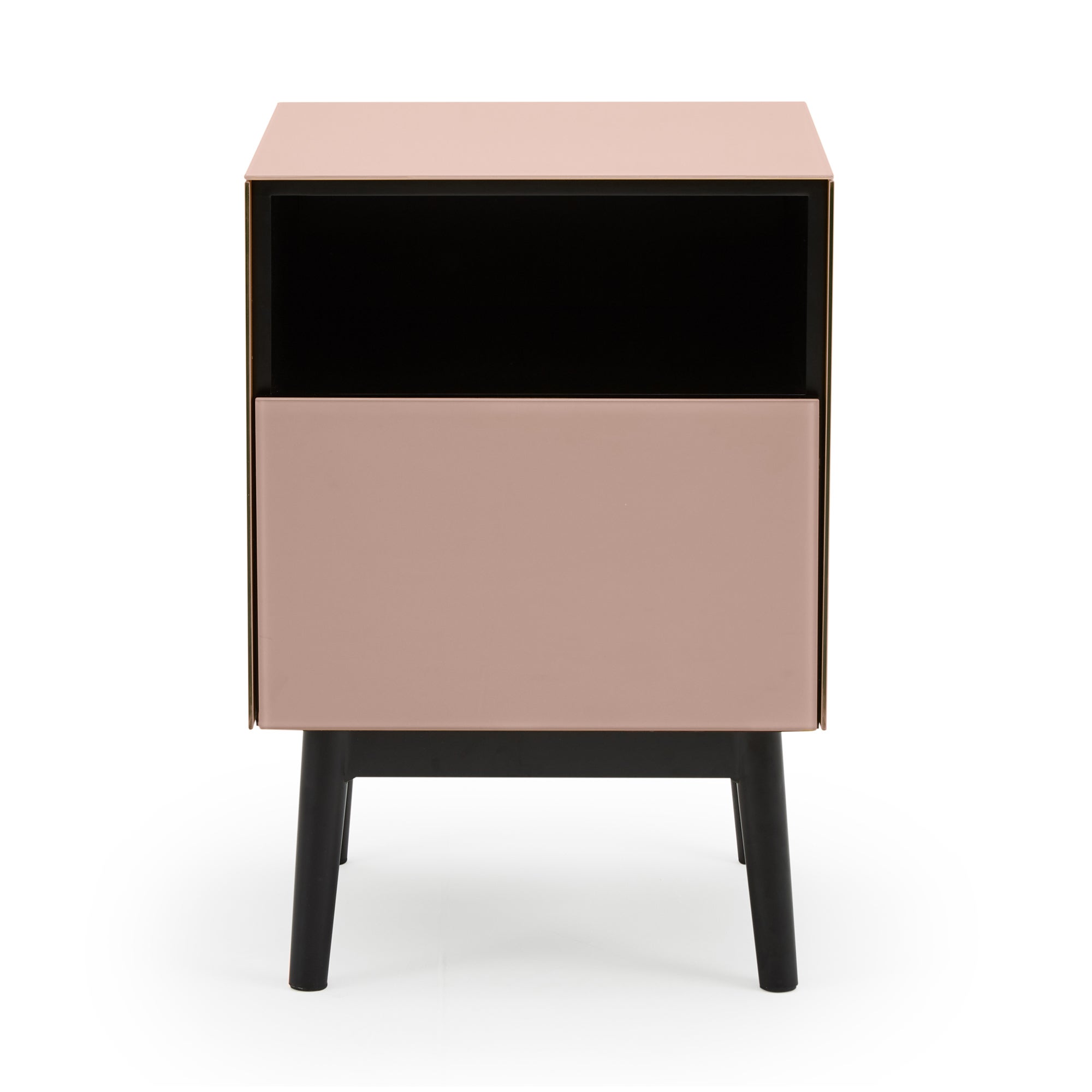 Monroe Glass Blush Bedside Table Pink