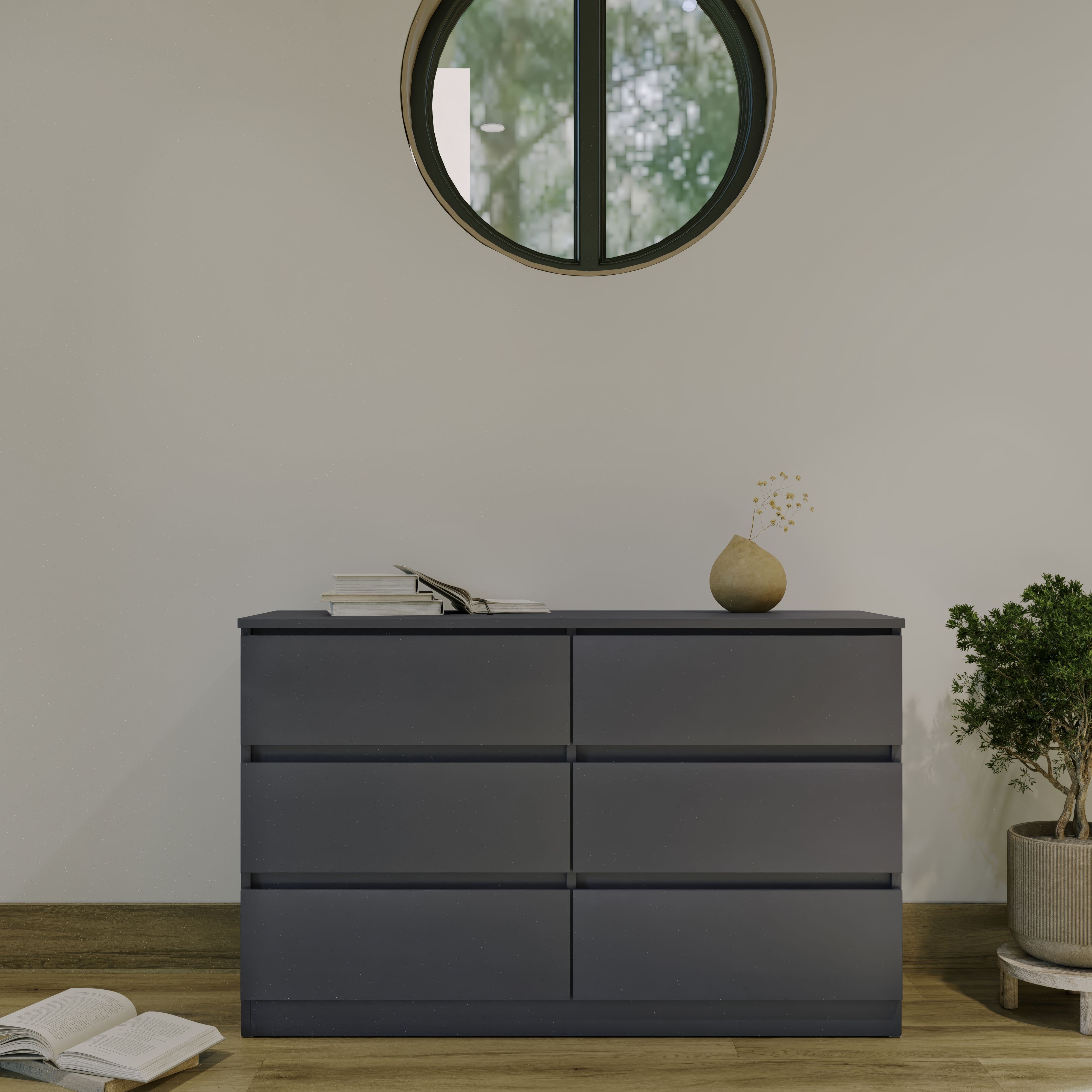 Seconique Malvern 6 Drawer Chest in Grey