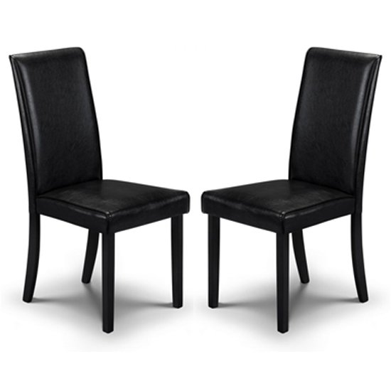 Hudson Black Faux Leather Dining Chair In Pair