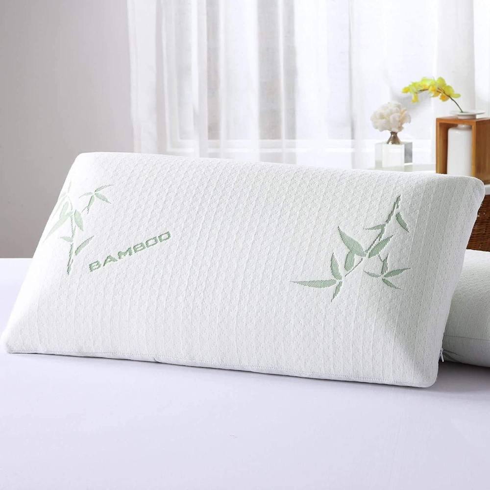 MANTRARAJ Premium Bedding Bamboo Memory Foam Head Neck Back Support Bed Pillow in White