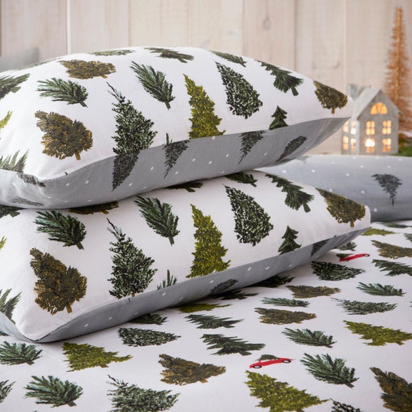 furn. Evergreen 100% Brushed Cotton Duvet Cover Set Pine Green 2