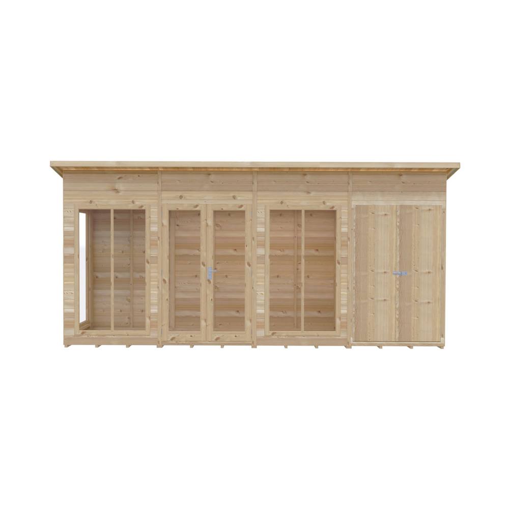 Shires Lela 16x4 Summerhouse including Storage - L125.8 x W476 x H229.9 cm in Light Brown