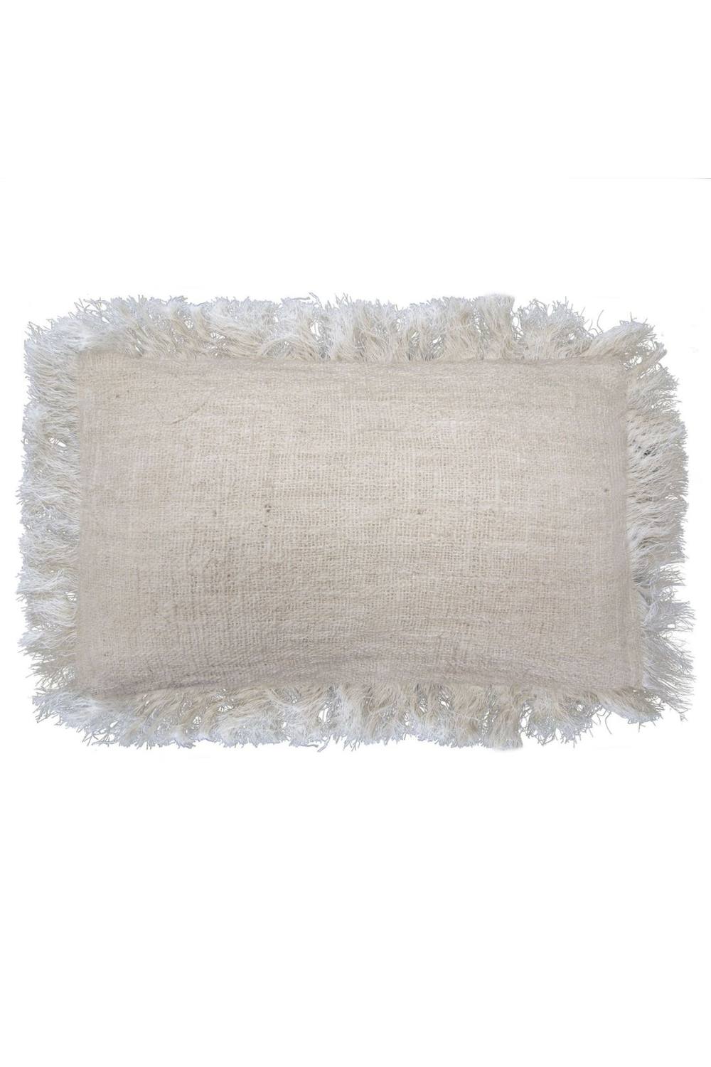 KDMD Linen Cushion Cover 30x50cm with Fringe -Soft, Durable & Stylish Decor in Cream