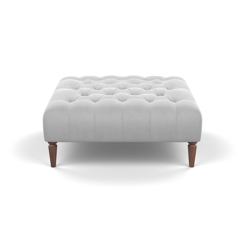 Heal's Balmoral Ottoman Velvet Platinum Walnut Feet