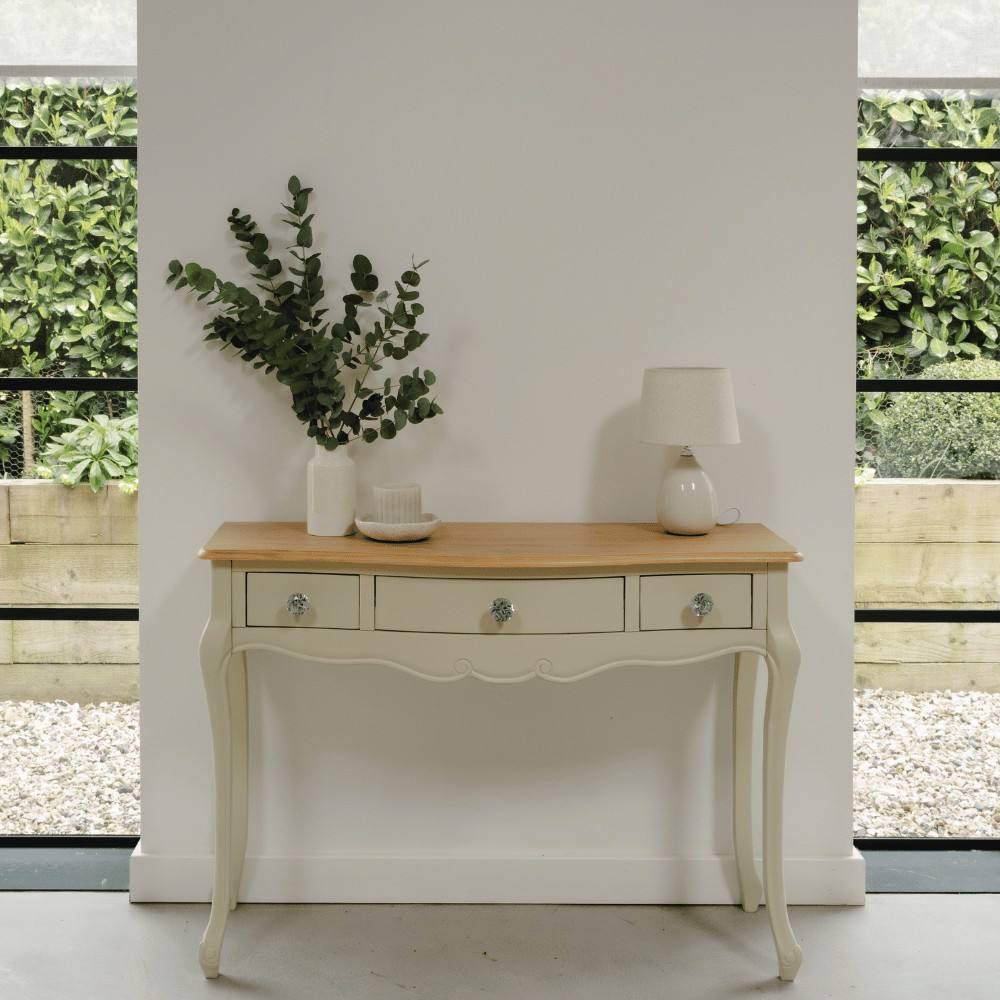 Statement Furniture Juliette Vintage Chic Dressing Table with Crystal Handles in Ivory
