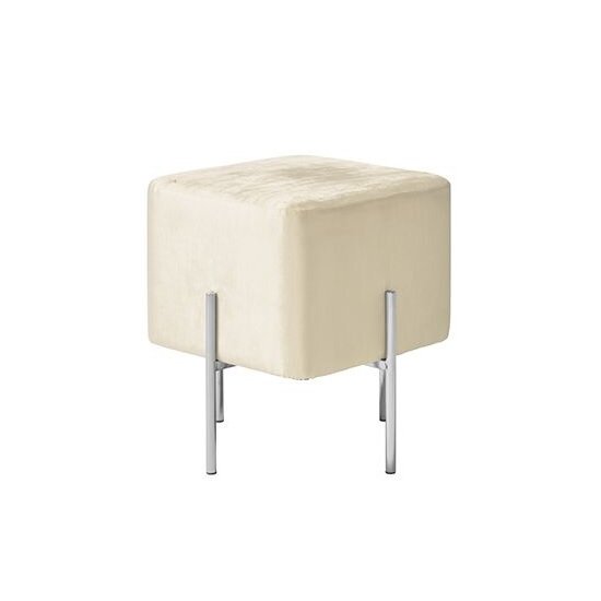 Ryman Stool In White Velvet And Polished Stainless Steel