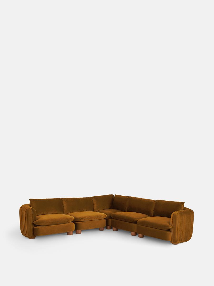 Vivienne Modular Corner Sofa, Velvet Mustard