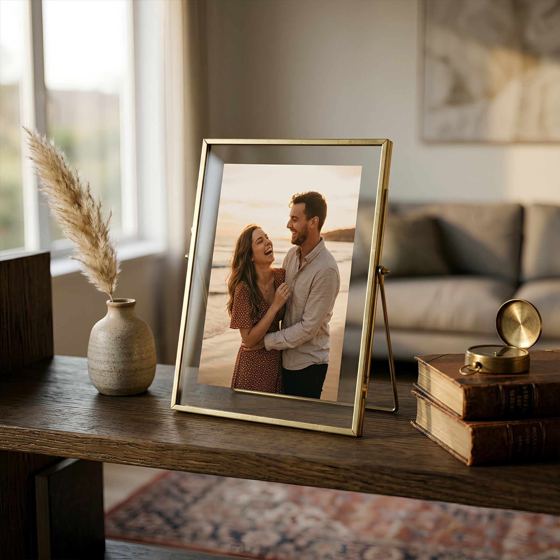 Nicola Spring 5x Standing Metal Photo Frames - 6" x 8" Picture Display Poster Frame in Gold 6