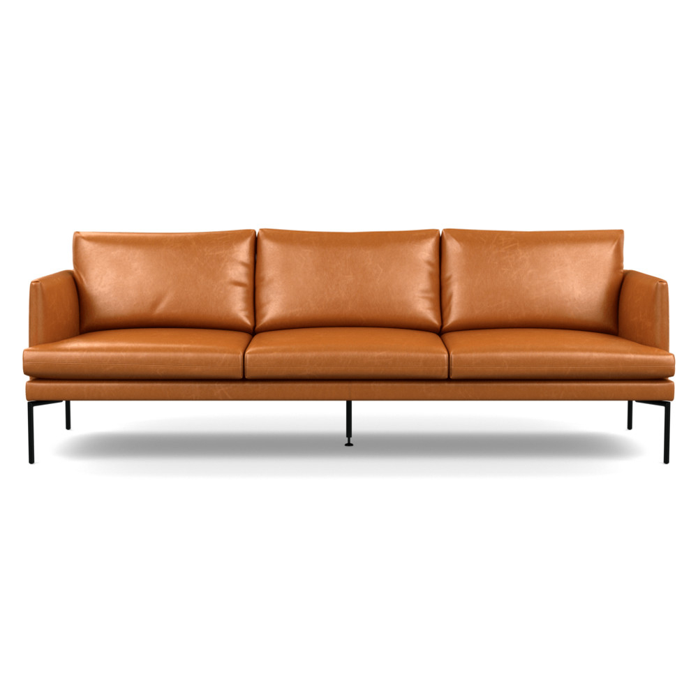 Heal's Matera 4 Seater Sofa Leather Stonewash Toffee 277 Black Feet