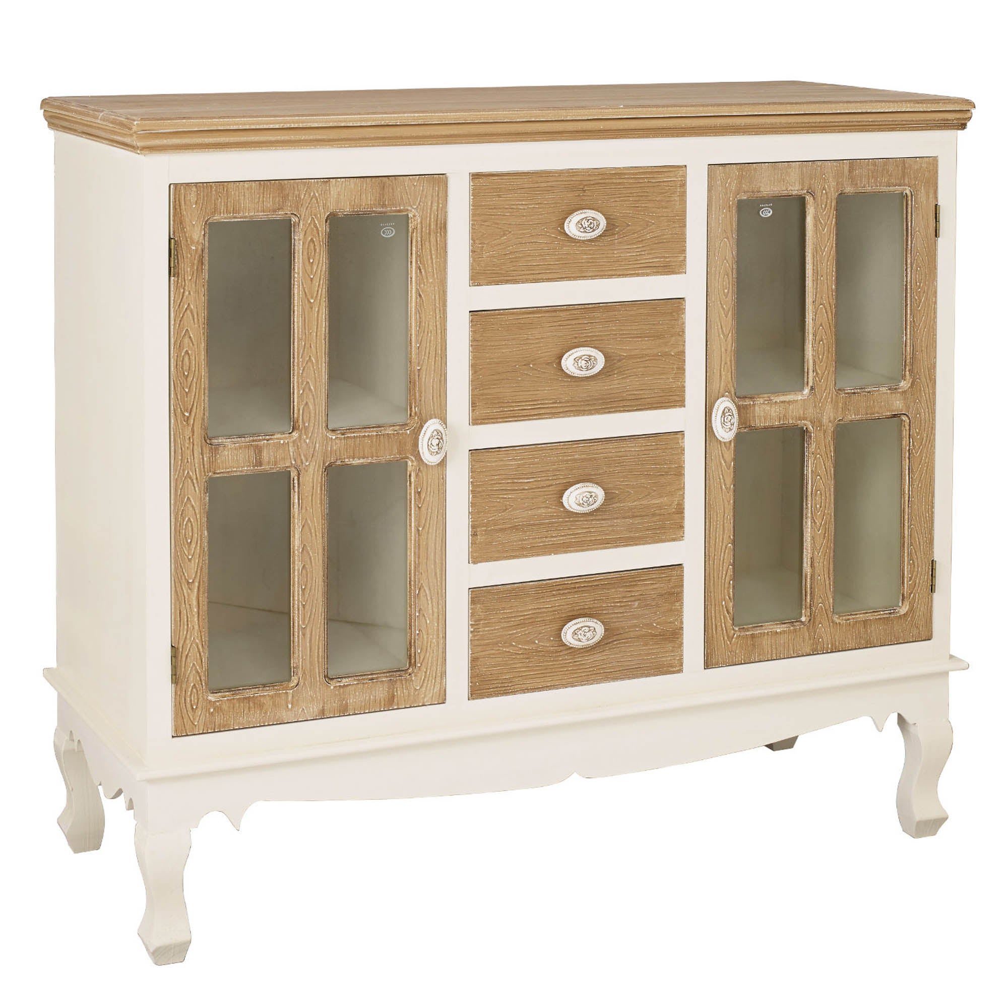 Juliette Sideboard with Glass White and Brown