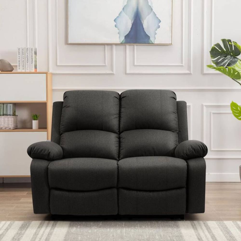 Comfy Living Ltd Luxury Fabric Reclining 2 Seater Sofa in Dark Grey