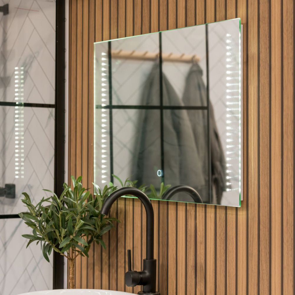 ValueLights Mirror IP44 Bathroom Demister Touch Control LED Strip 50 x 70cm Mirror Light in Silver