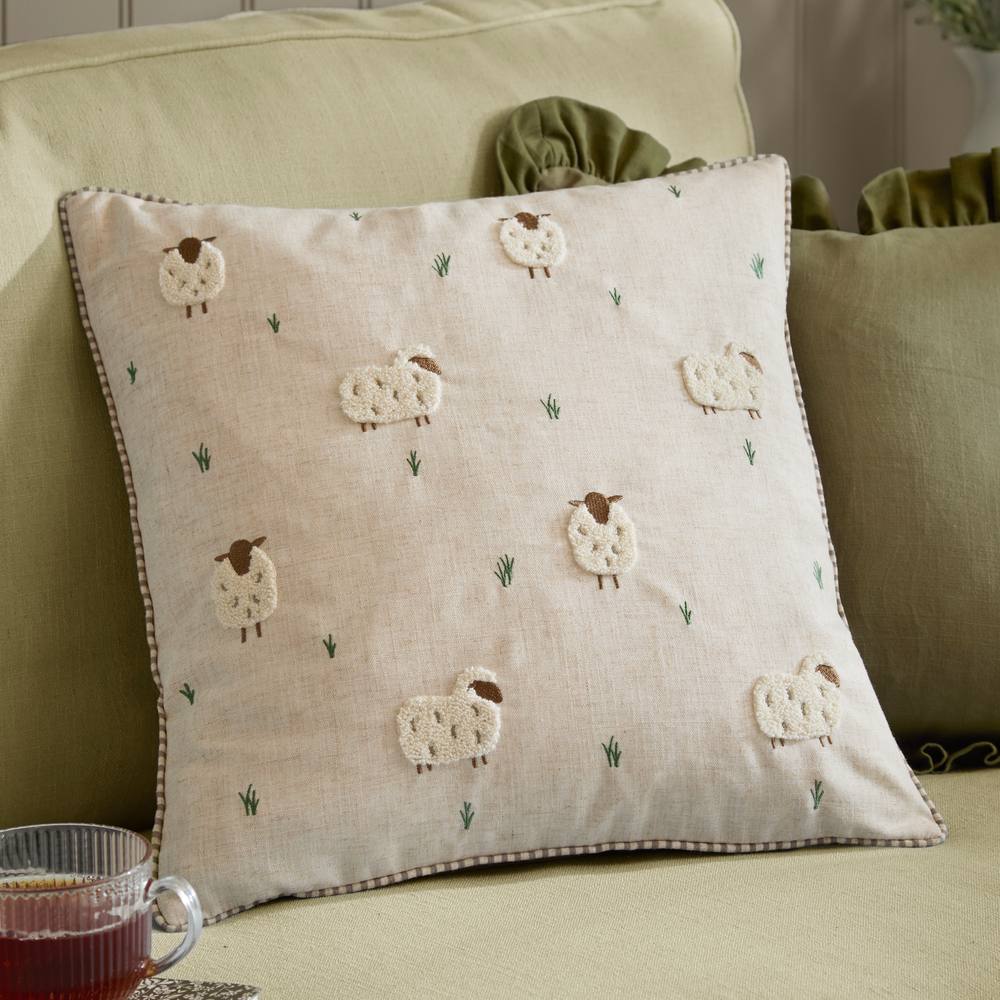 Wylder Ramble Sheep Tufted Cushion in Off-White