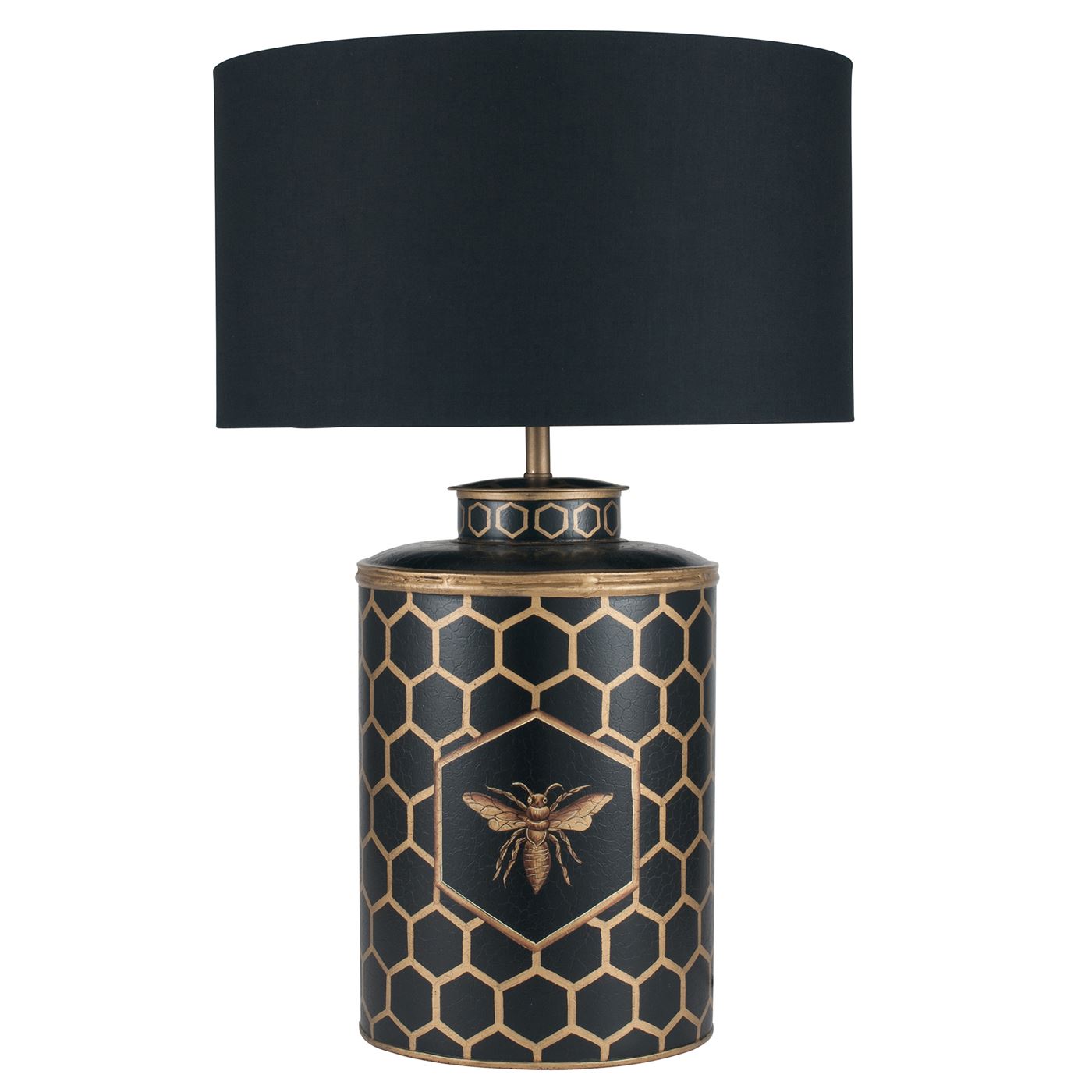 Black Honeycomb Table Lamp, Metal