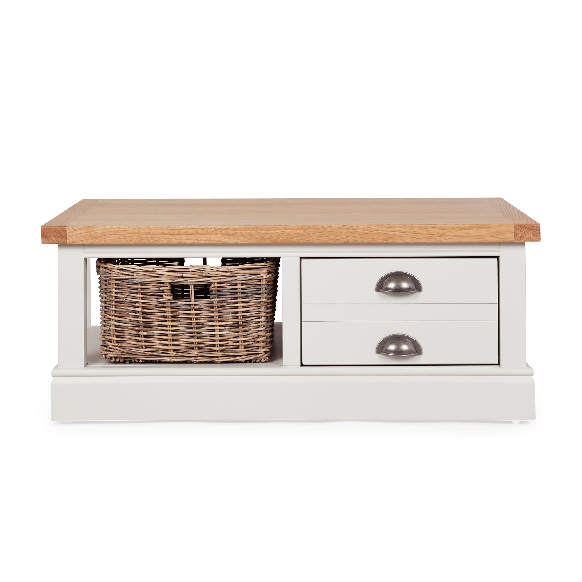 Compton Ivory Coffee Table with Baskets Cream and Brown
