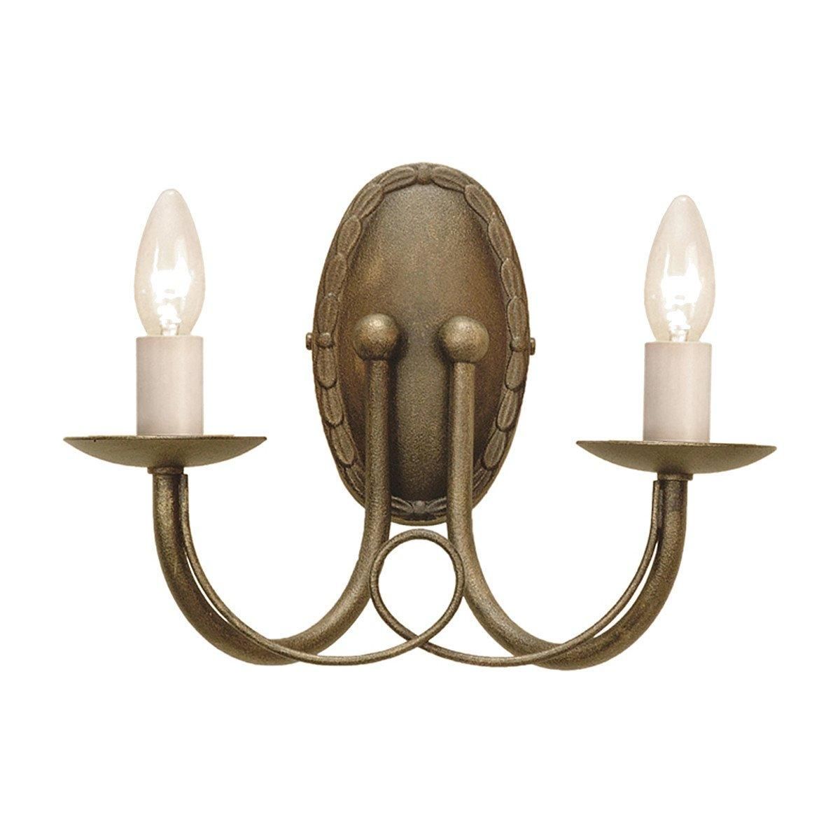 Netlighting Minster 2 Light Indoor Candle Wall Light Black Gold E14