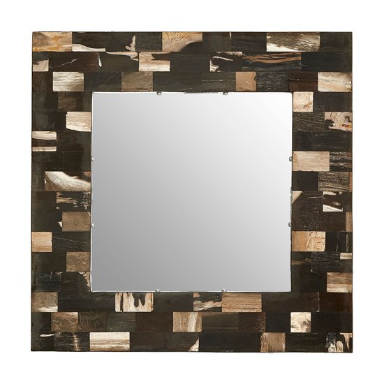 Relics Square Mosaic Effect Wall Mirror In Dark Color Frame