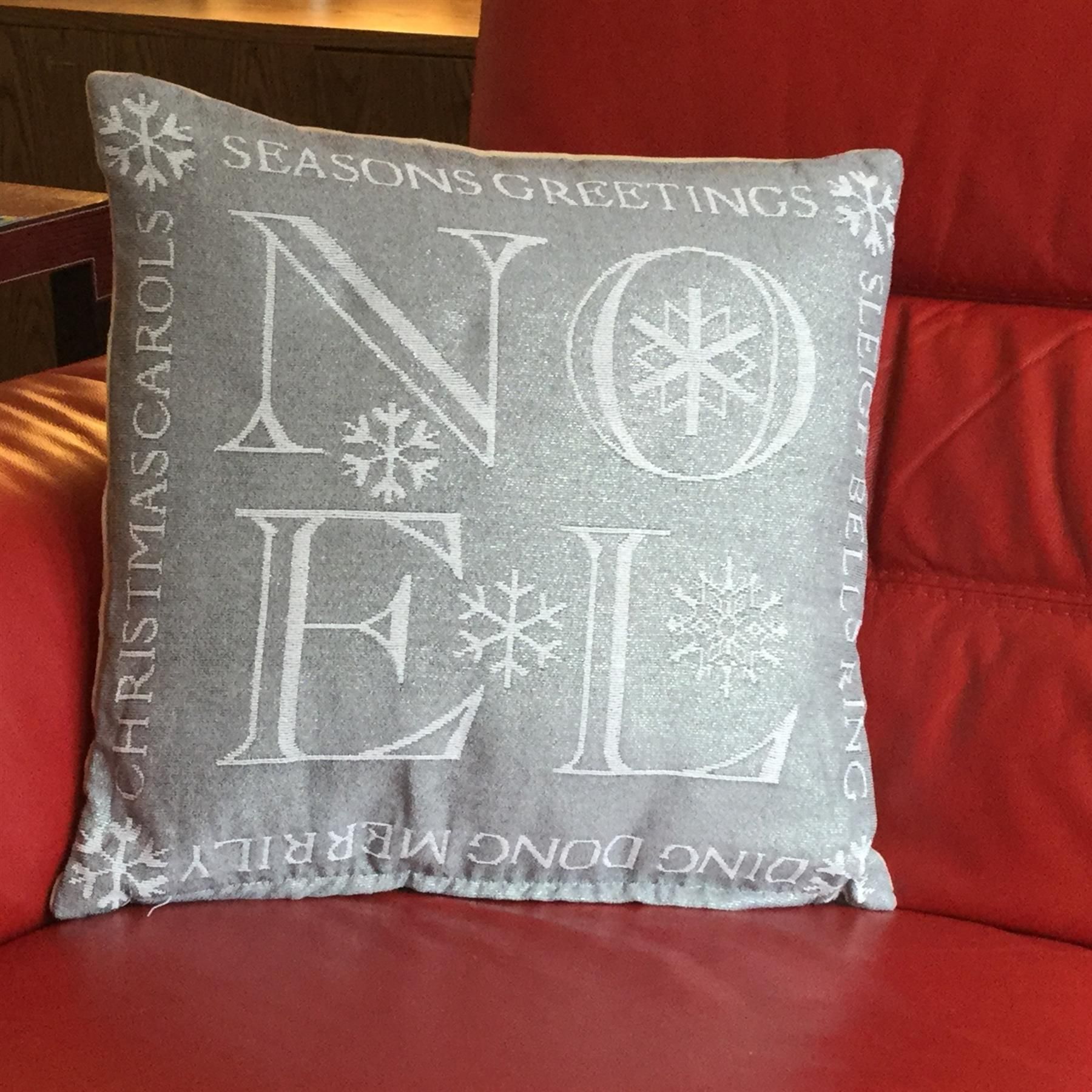 Luxury Living Christmas Noel Decorative Cushion Cover Only 45cm x 45cm in Silver
