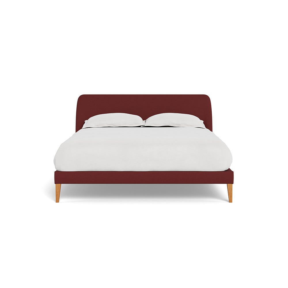 Heal's Wallis Bedstead King Capelo Linen-Cotton Etruscan Red Stained Oak Feet