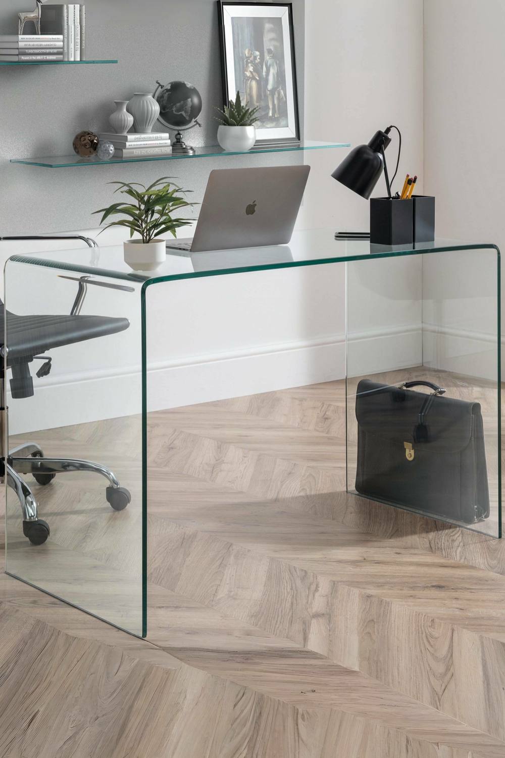 Julian Bowen Amalfi Bent Glass Desk in Clear