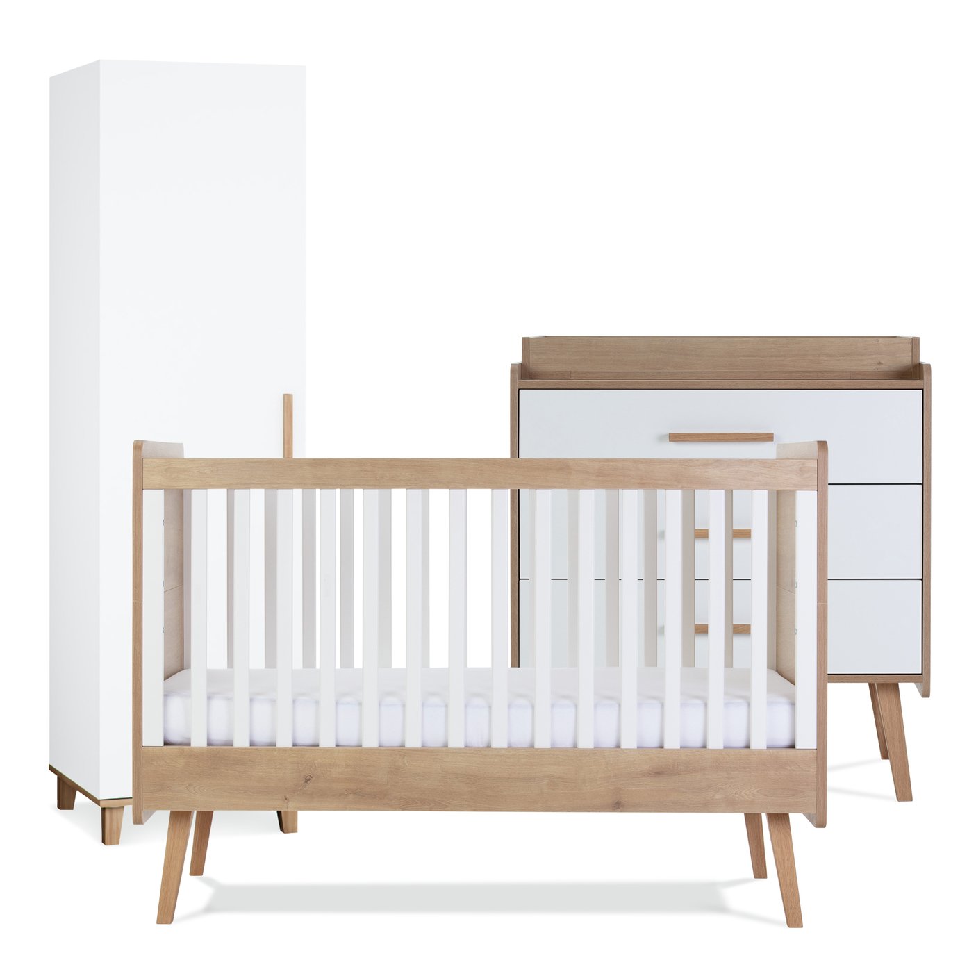 Silver Cross Westport Cot Bed Dresser Wardrobe Set - White