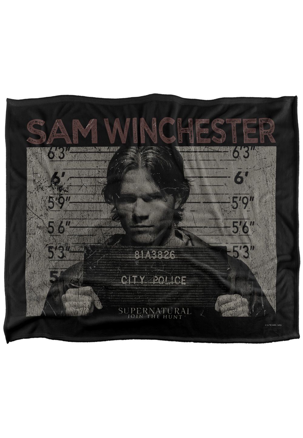 Warner Brothers Supernatural Sam Mug Shot Silky Touch Super Soft Throw Blanket in White