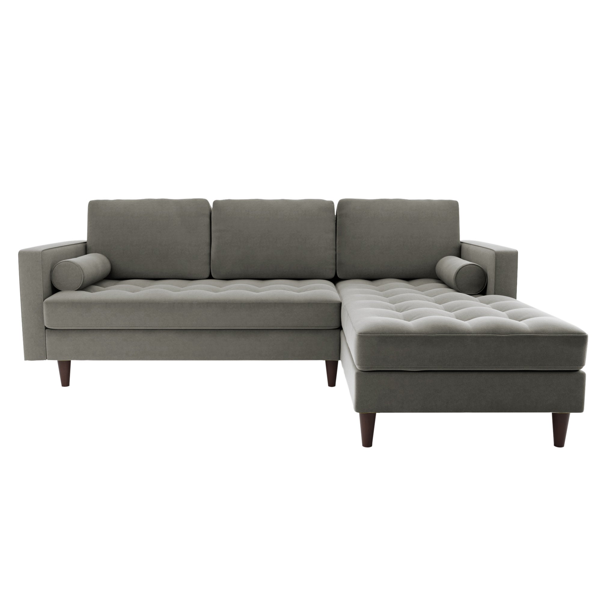 Zoe Velvet Right Hand Corner Sofa Grey