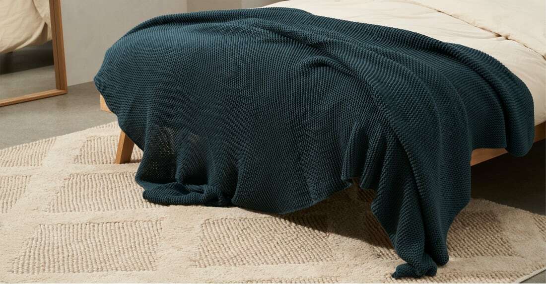 Brawley 100% Cotton Knitted Throw, 130 x 170cm, Pine Green