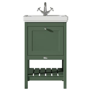 Bayswater Hartleigh Hunter Green Traditional Freestanding Vanity Unit & 1 Tap Hole White Recessed Basin - 500mm