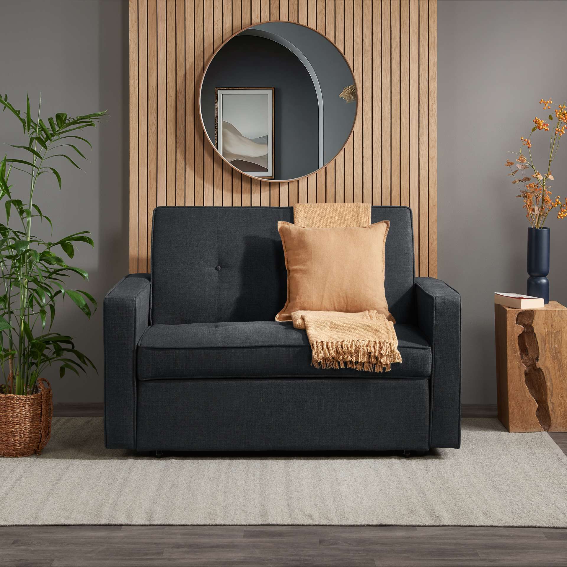 Birlea Fabric Sofa Bed Otto 2 Seater Settee Contemporary in Grey