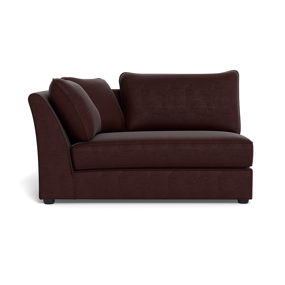 Heal's Tailor Large Curved Left Hand Facing Corner Unit Smart Luxe Velvet Acorn Black Beech Feet