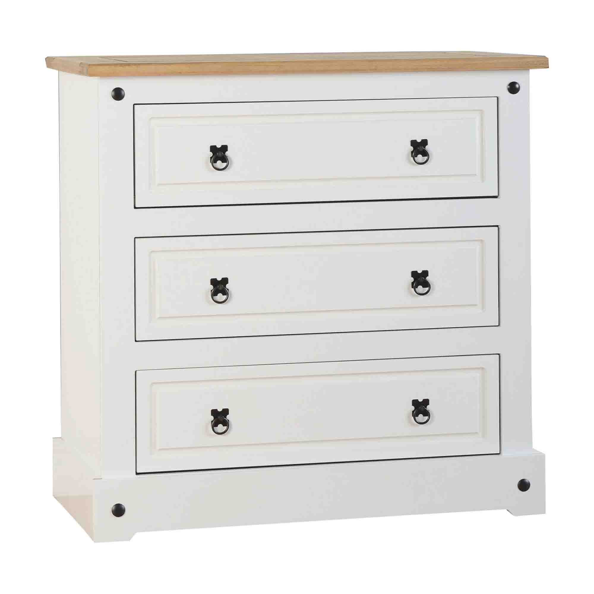 Corona White 3 Drawer Chest White
