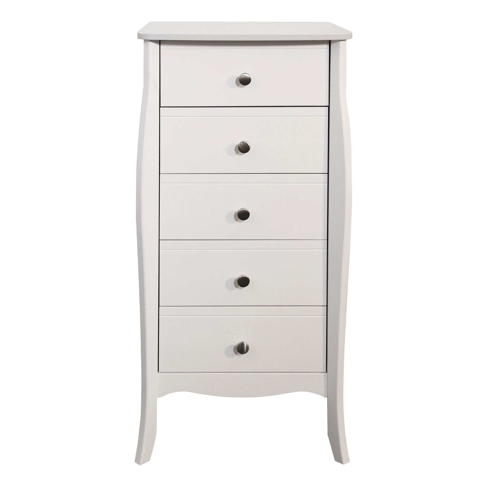 Baroque White 5 Drawer Chest White