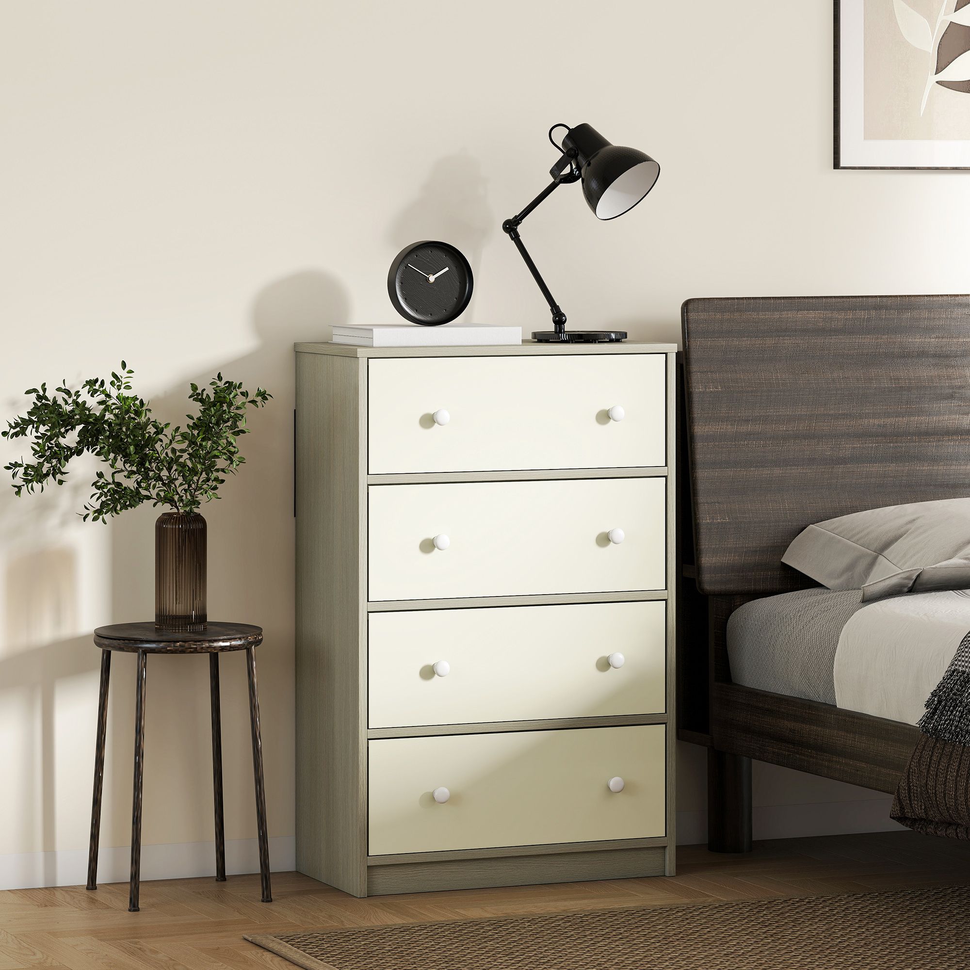 HOMCOM Chest of Drawers, Drawer Dresser for Bedroom in White